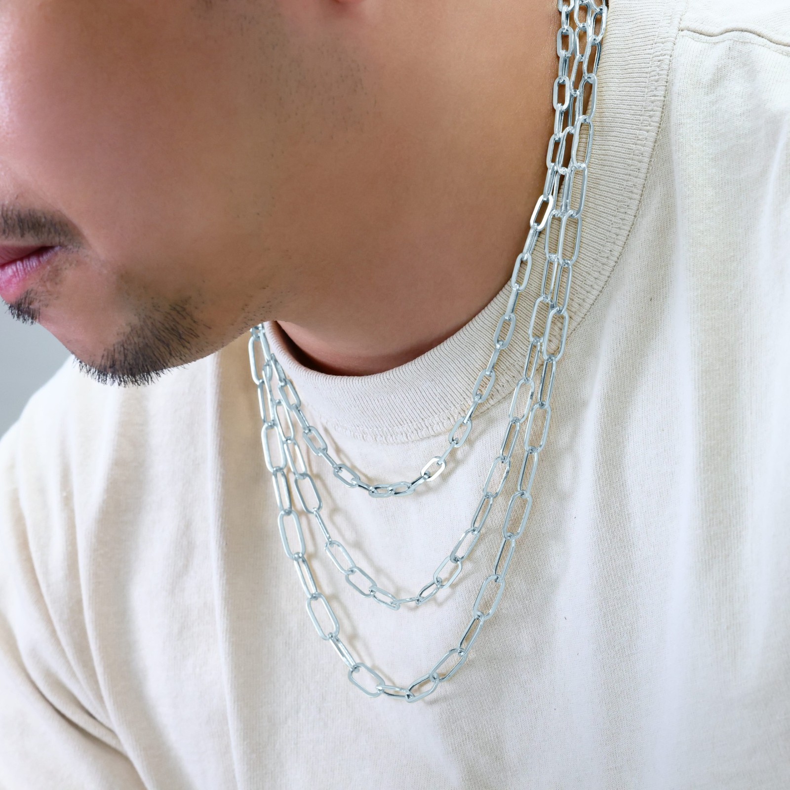 10k White Gold Paperclip 2mm-7mm Chain Oval Cable Necklace Mens Womens 16″-24″