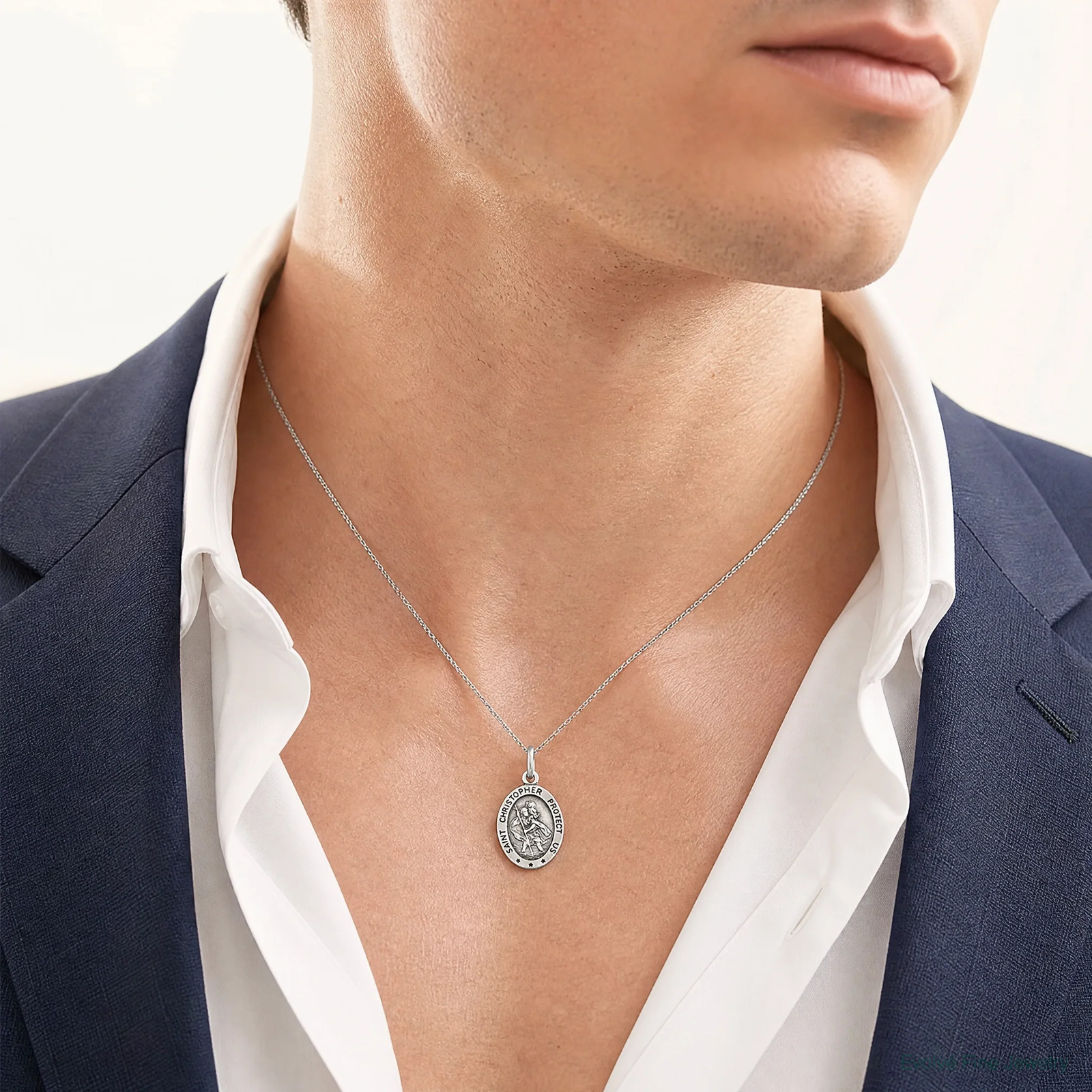 Sterling Silver Antiqued St. Christopher Medal