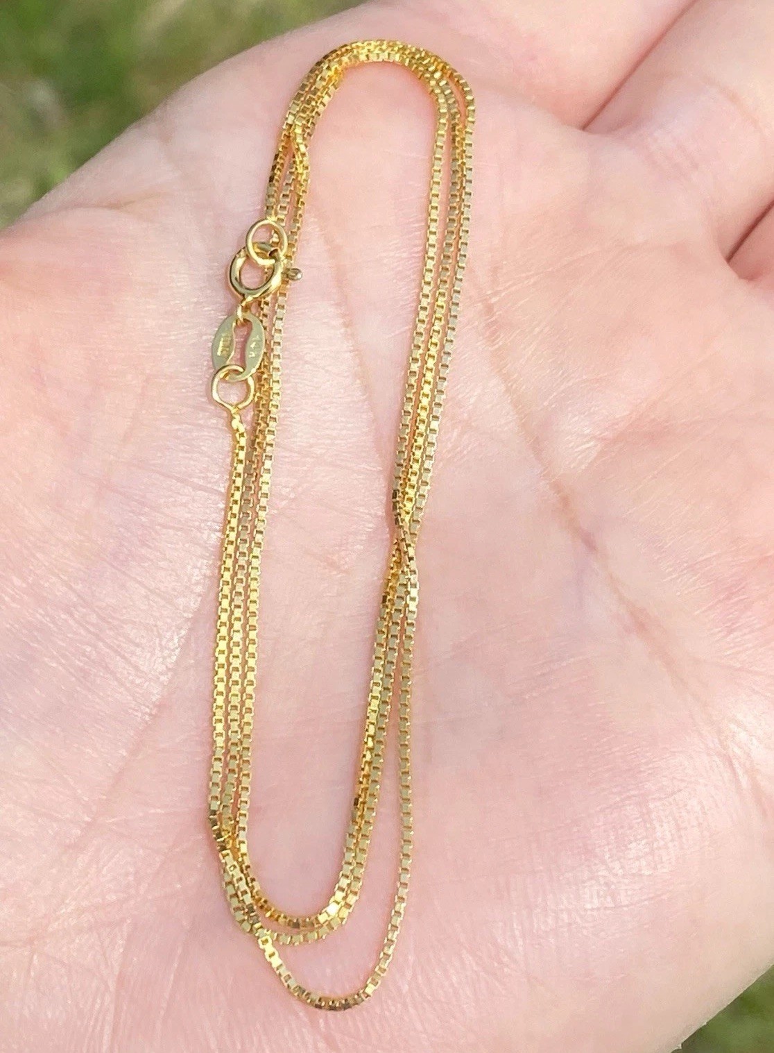 Solid 14K Yellow Gold 0.8mm Box Chain Necklace, 18 Inches, 2.01 Grams