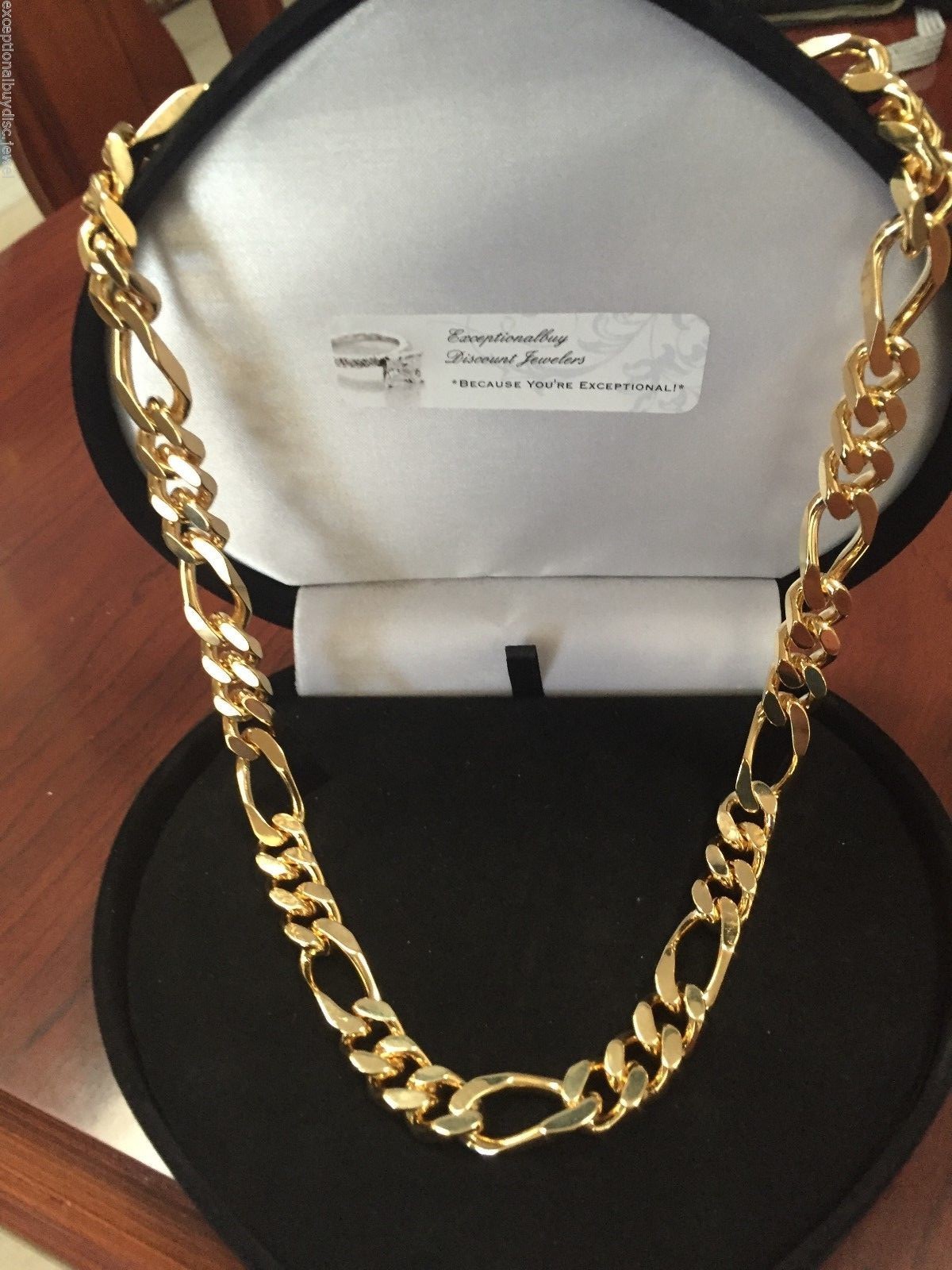 BIG 14K YELLOW GOLD CLAD CHAIN NECKLACE 30IN 100 GR 7MM + bonus BOAT PEND, ITALY