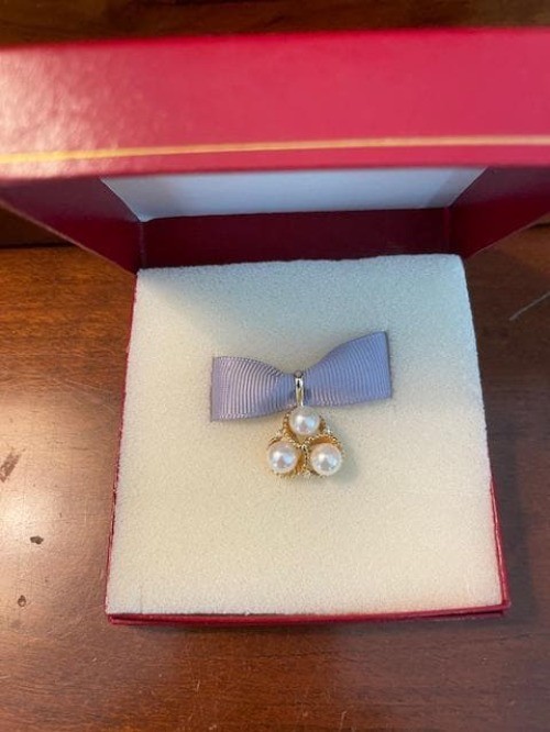 Estate 14k Chinese Three Pearl and Three Diamond Accent Enhancer Pendant 4.8