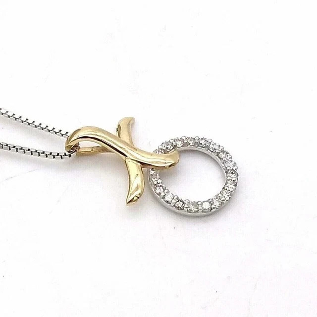 1.50 Ct Round Cut Real Moissanite XO Women’s Pendant 14K Two Tone Gold Plated