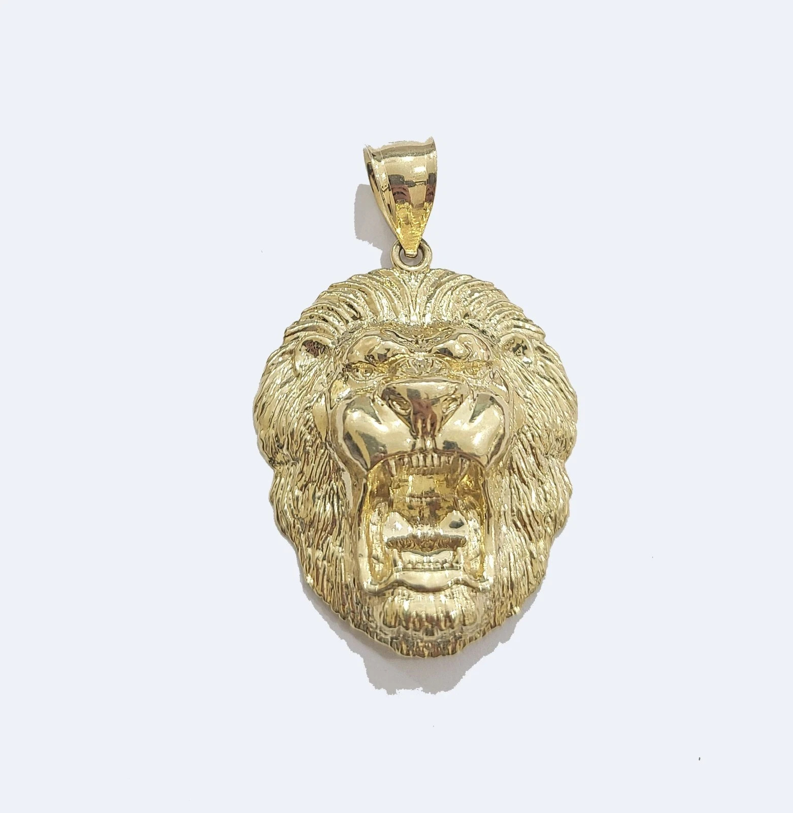 Lion Head Pendant 10k Gold Men Charm Hip Hop Jewelry King Face 10kt Yellow Gold