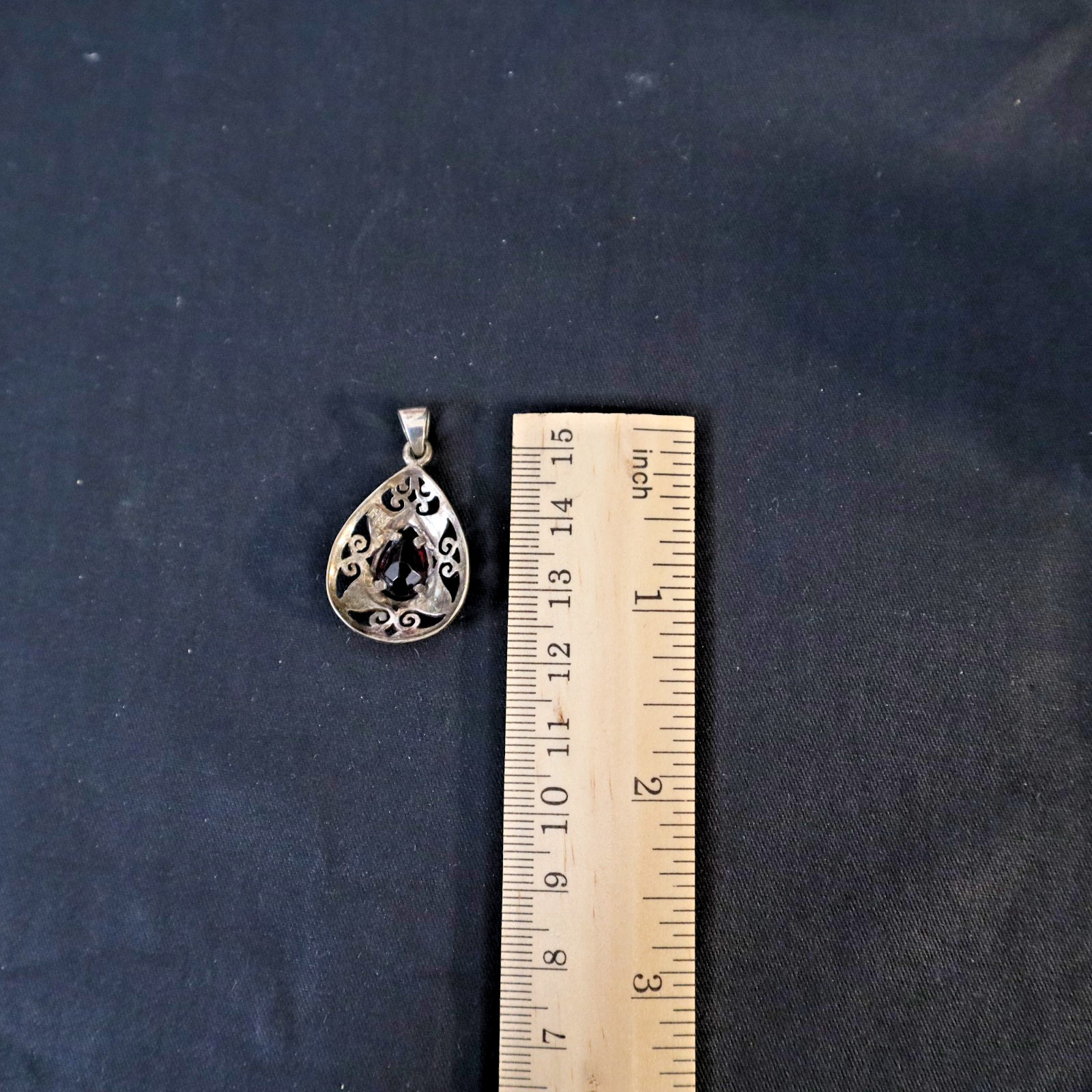 925 Sterling Silver Garnet Pendant as shown – just lovely
