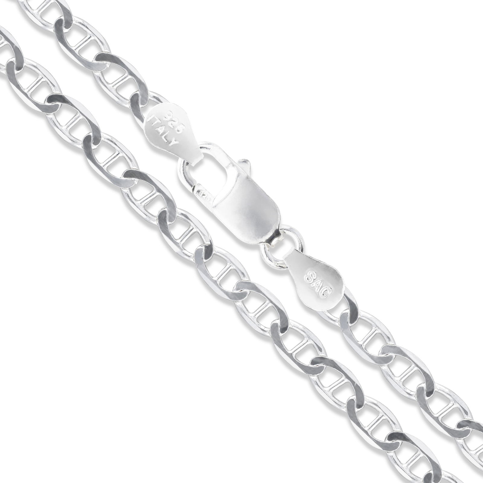 Sterling Silver Men’s Necklace Marina Anchor Flat Link Chain 925 Italy Wholesale