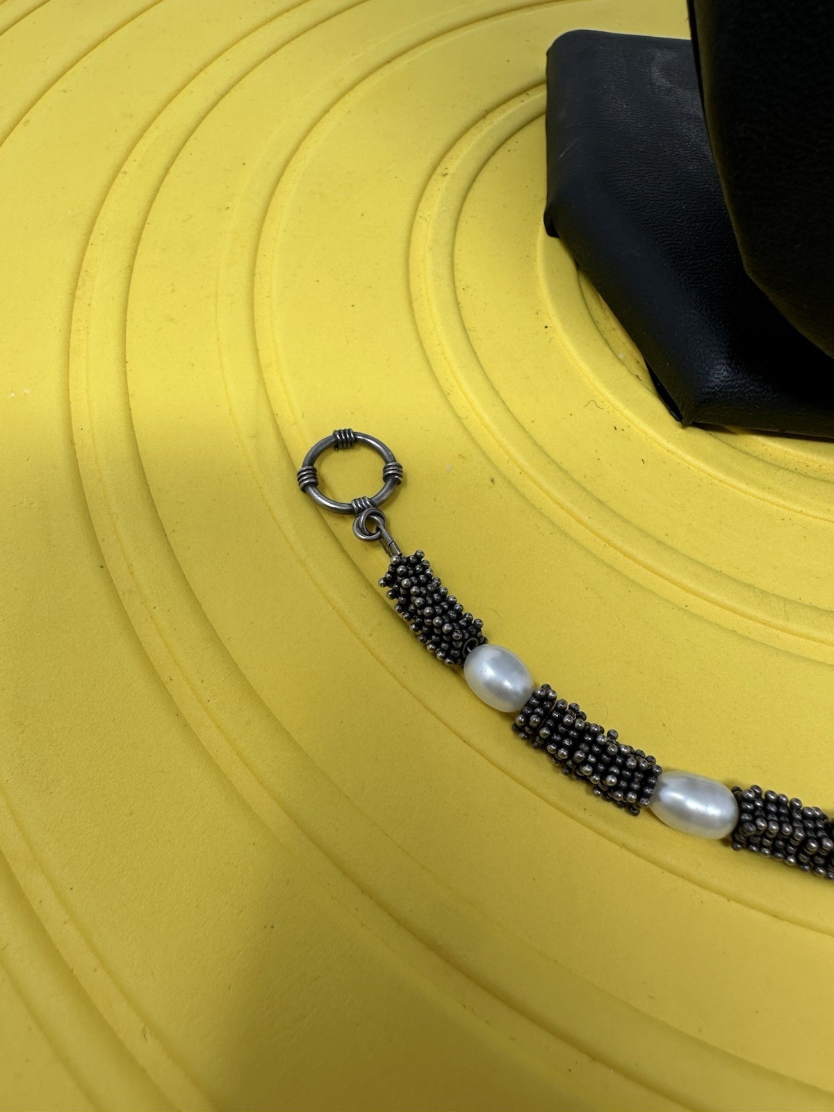 Sterling Silver Natural Pearls Choker Necklace & Bracelet Set Chic 72g 16in 6in