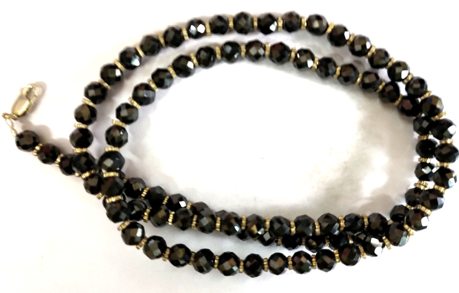 5 mm Black Diamond Necklace 20 inches Faceted Bead Silver Luster Shine Certified