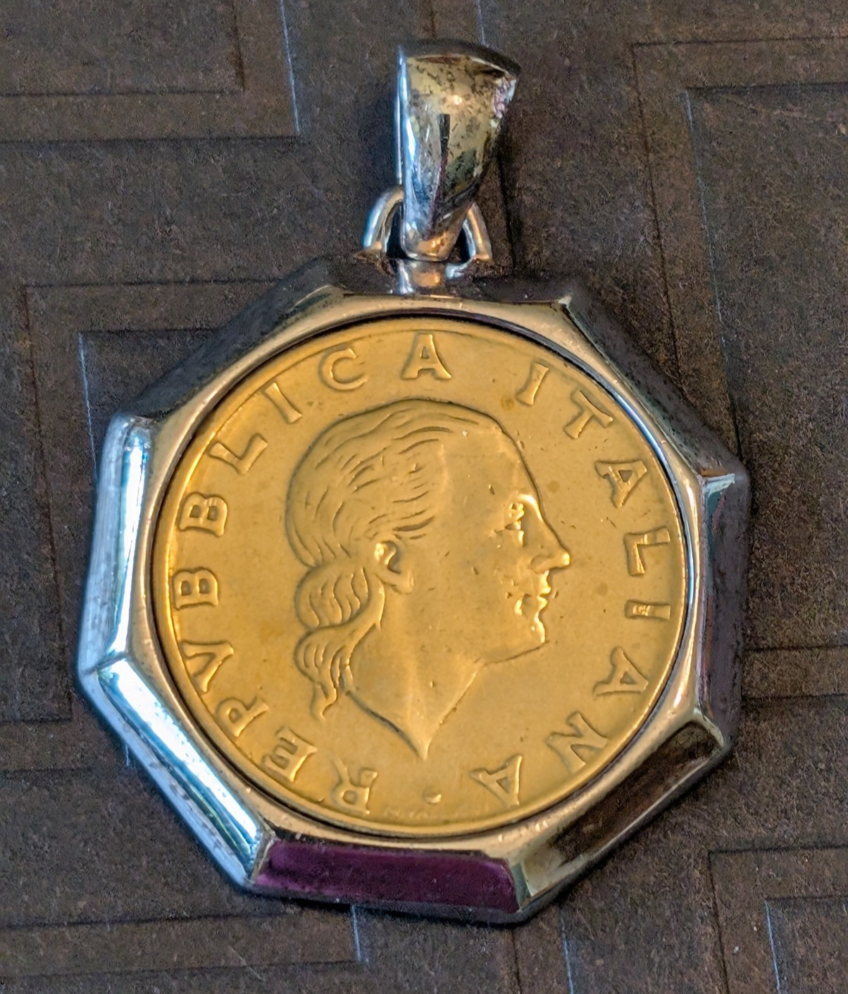 Milor Italy Genuine 1979 200 Lire Italian Coin Pendant Sterling Silver Bail