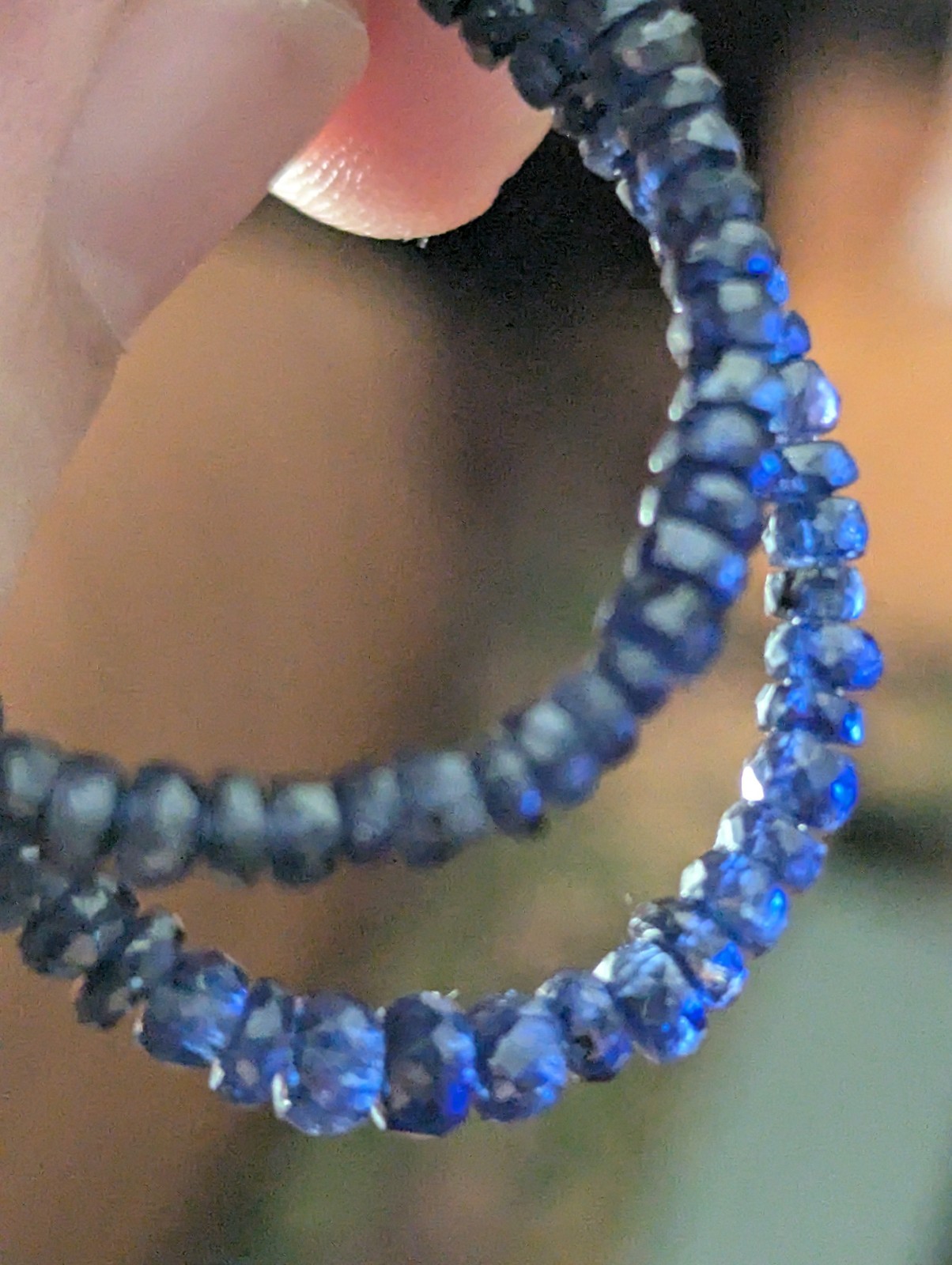 natural blue Sapphire rondelle Bead Necklace 14.15 In 2 x 4mm