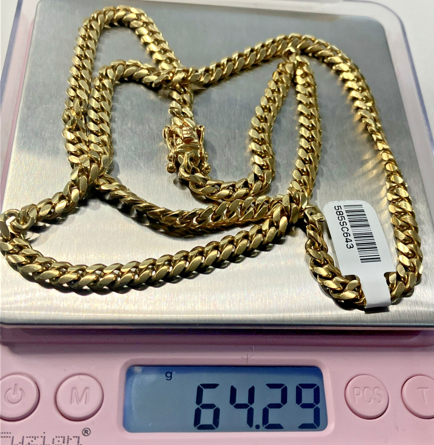 14kt Real Gold Solid Cuban Chain 64.25grams 5.85mm 24.25” M Brand New w/Tag 14K