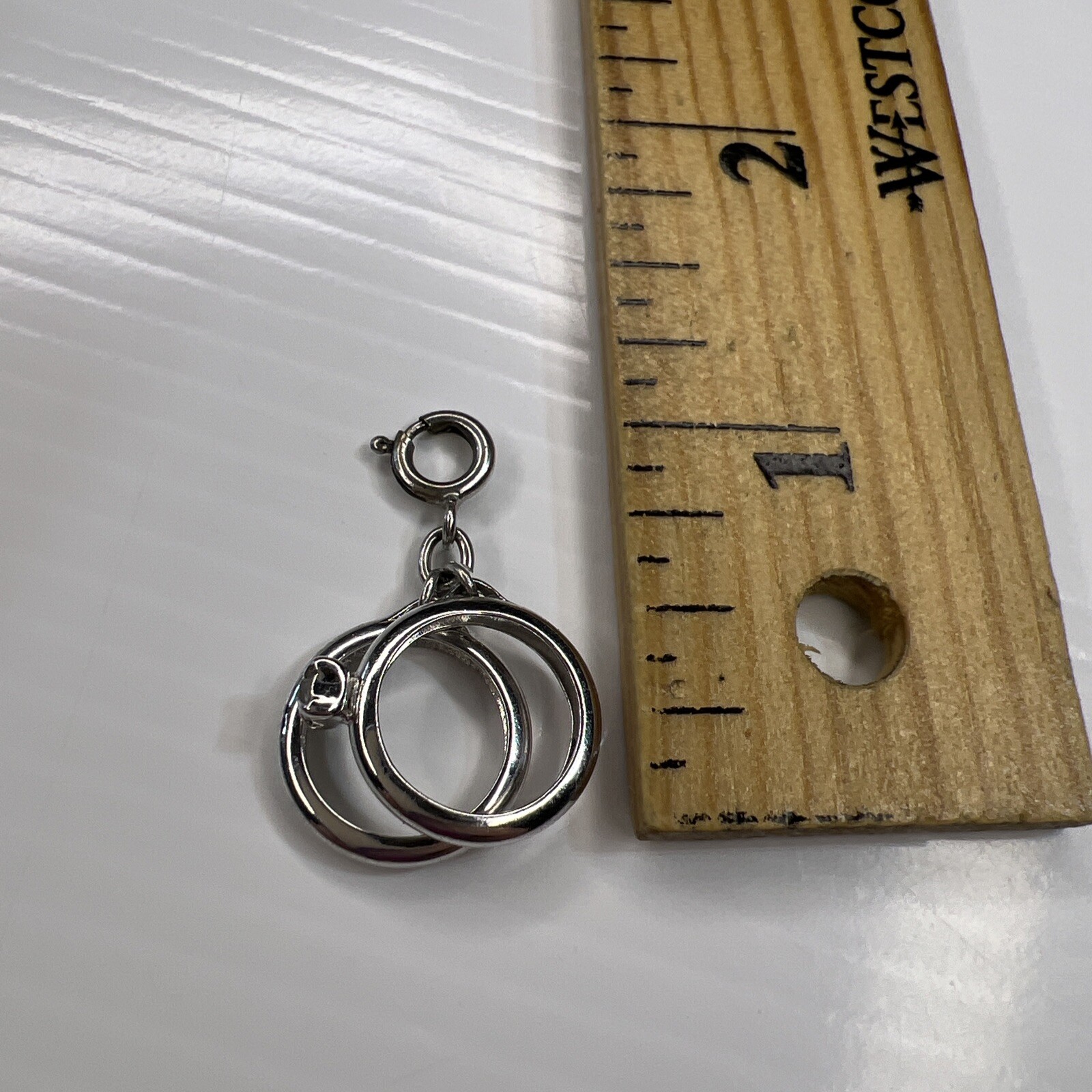 925 Sterling Silver Retro Pendant Just Married Wedding Rings Anniversary Gift CZ