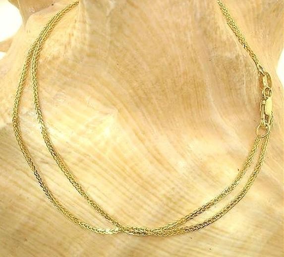 1.5MM ITALIAN SOLID 14K YELLOW GOLD DC SPIGA SQUARE WHEAT CHAIN NECKLACE 16-24″
