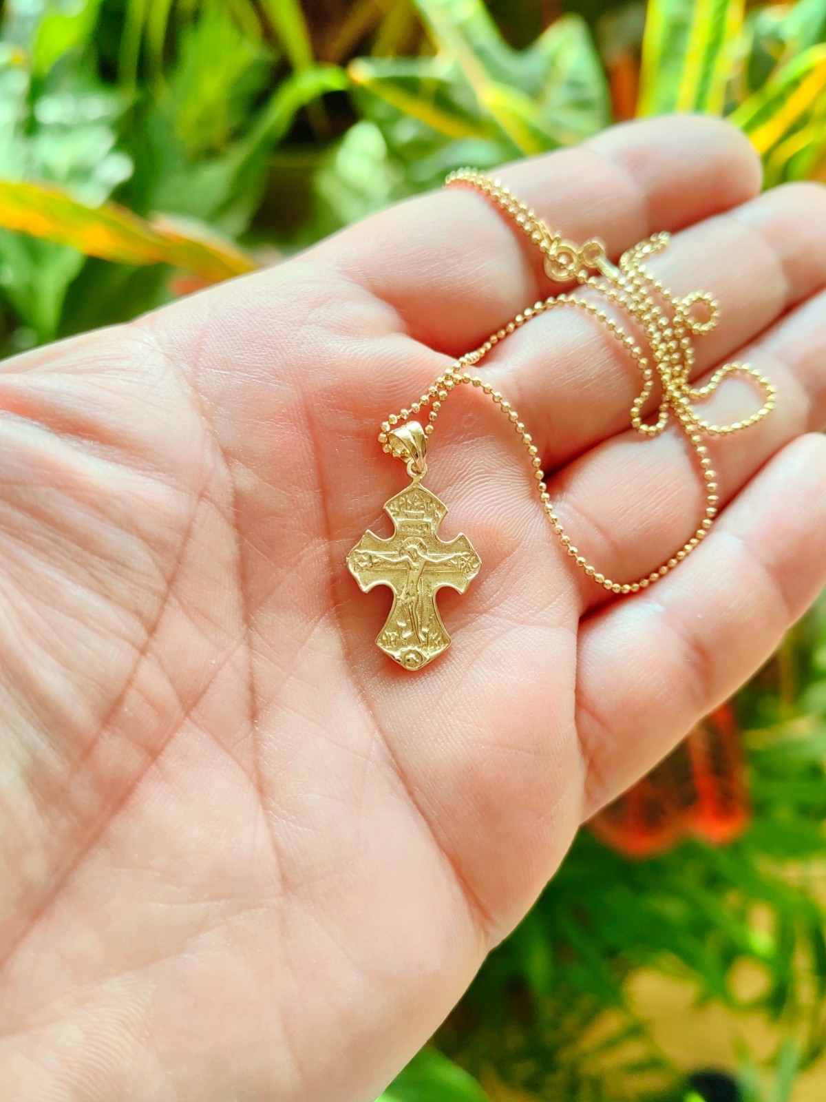 14k solid yellow gold cross pendant, female golden cross, male gold cross,