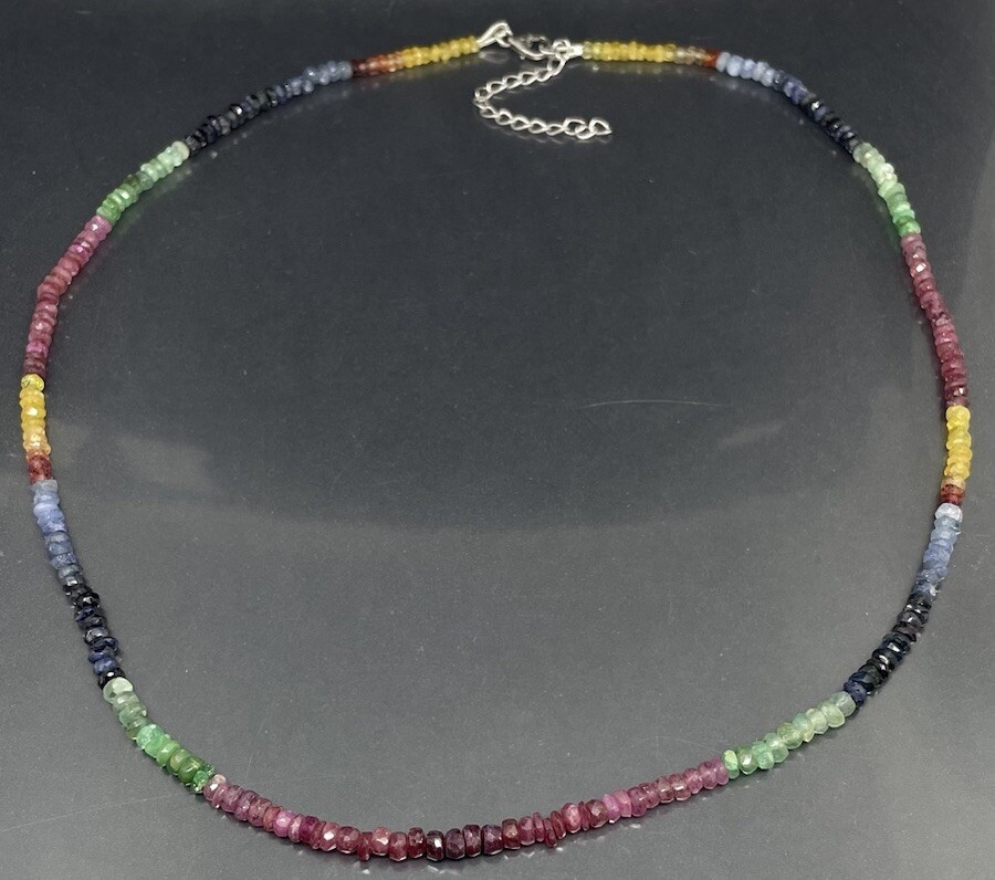 A Women’s Necklace Multicolor Assorted Gemstone Beaded 17.75-19.75”