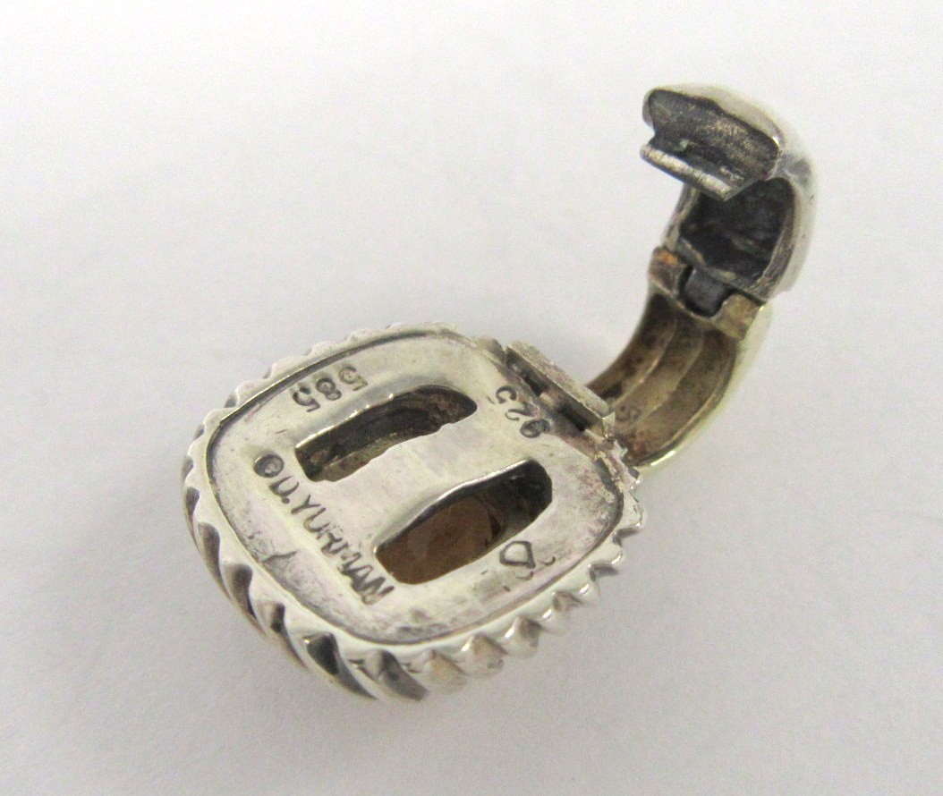 Vintage David Yurman Fluted Albion Sterling Silver 14k Citrine Enhancer Pendant