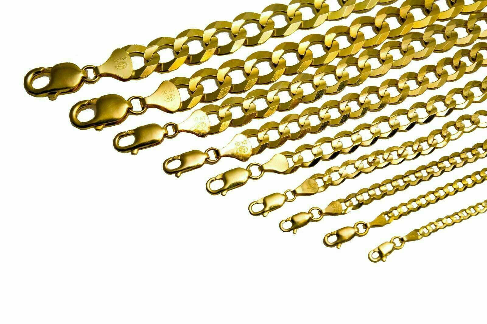 10k Yellow Gold Solid 3mm-12mm Cuban Link Chain Necklace Bracelet 7″-30″