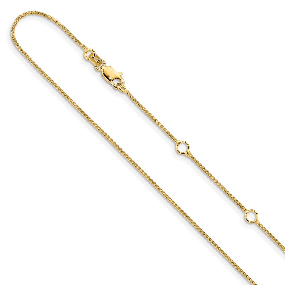14k Yellow Gold 1mm Spiga 1in+1in Adjustable Chain Necklace 18″ 2.25gm for Mom