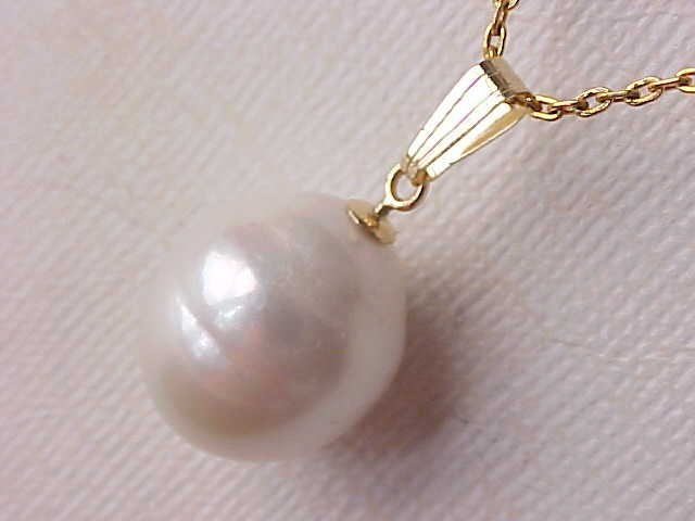13.5MM X 16MM GENUINE WHITE PEARL PENDANT SOLID 14K YELLOW GOLD