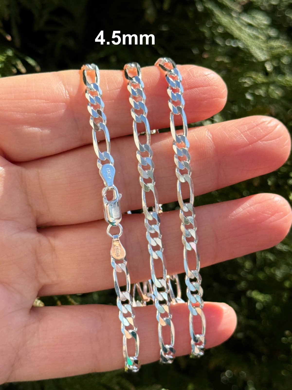 925 Sterling Silver Figaro Chain High Polished