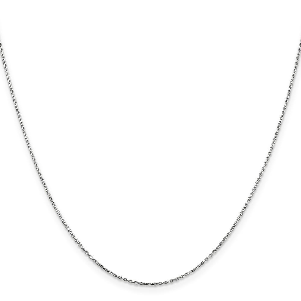 14K White Gold .8mm Diamond-cut Cable Chain Necklace 16″