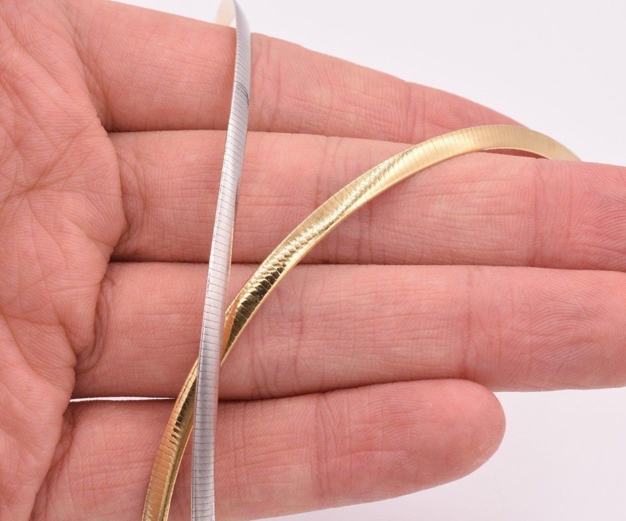 4mm Italian Reversible Omega Chain Necklace 14K Yellow Gold-Plated Silver 925