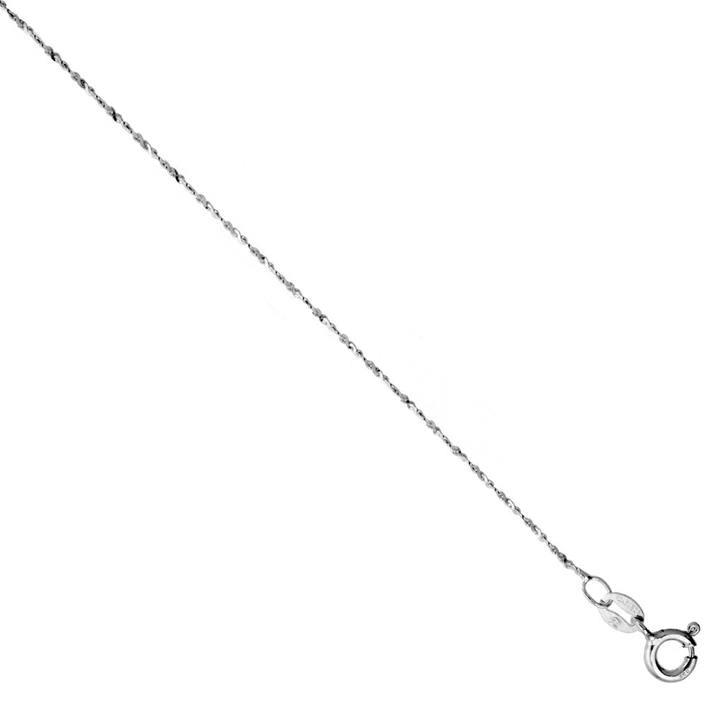 925 Sterling Silver Fine Twisted Serpentine Chain Diamond Cut Bracelet 1.1mm 9″
