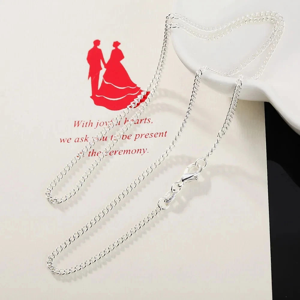 New 925 Sterling Silver Necklace 16/18/20/22/24/26/28/30 Inches 2MM String Chain
