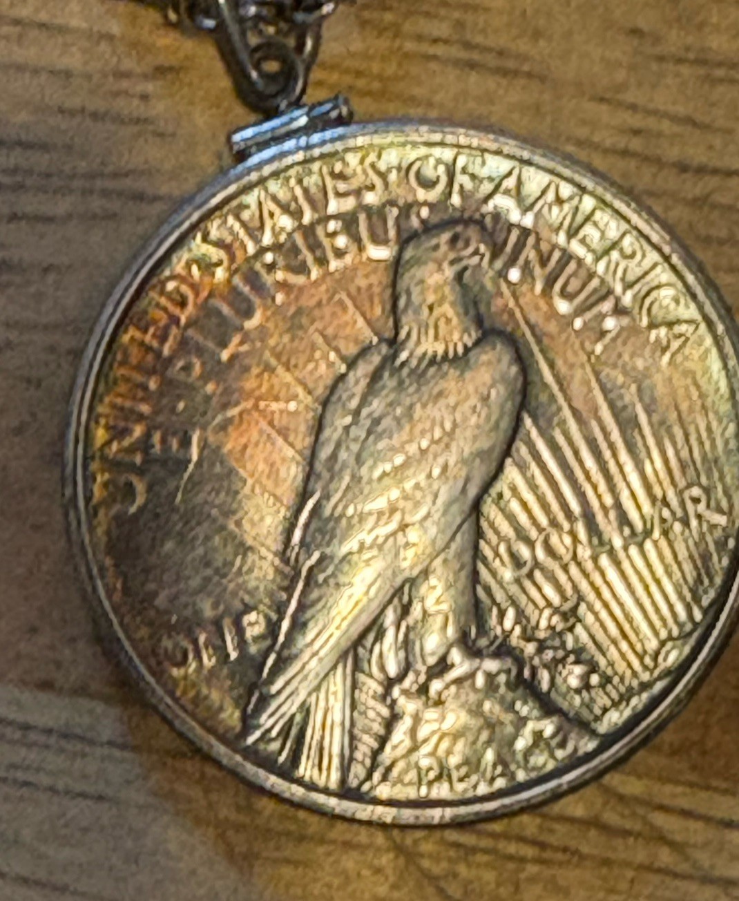 1923 Peace Silver Dollar Coin Pendant & Necklace (925 Sterling) Authentic! 51g