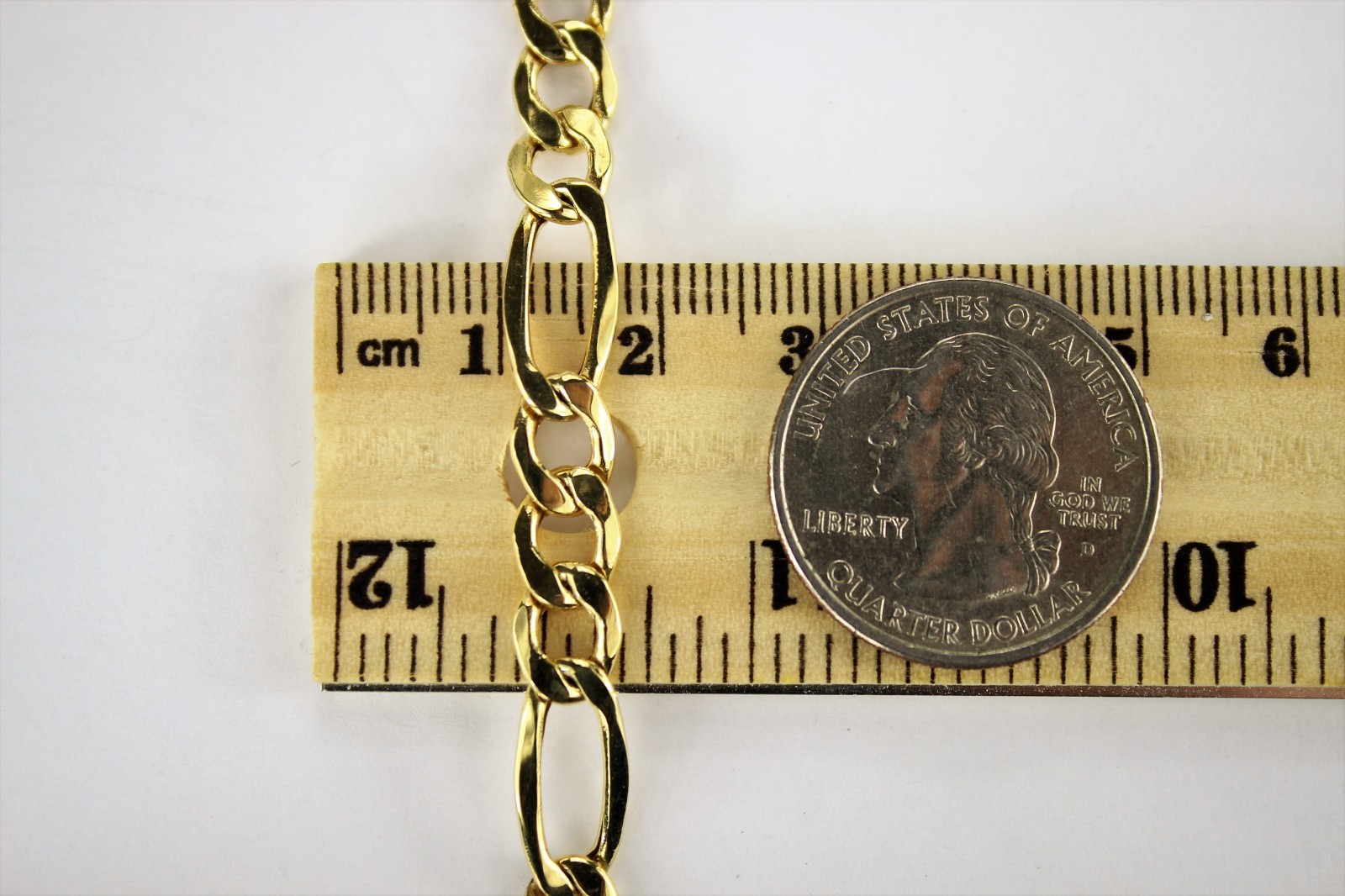 14K Yellow Gold Figaro Link Hollow Chain Necklace Bracelet 2mm ~ 7.5mm /7″ ~ 30″