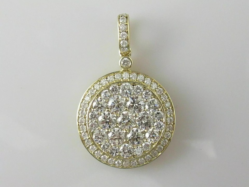 Cluster Pendant 2.50Ct Round Cut Moissanite 14K Yellow Gold Plated Free Chain