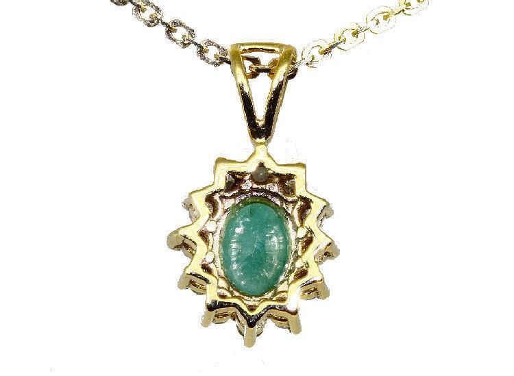 1.14ct Emerald & Diamond Necklace in 18K & 14K Yellow Gold