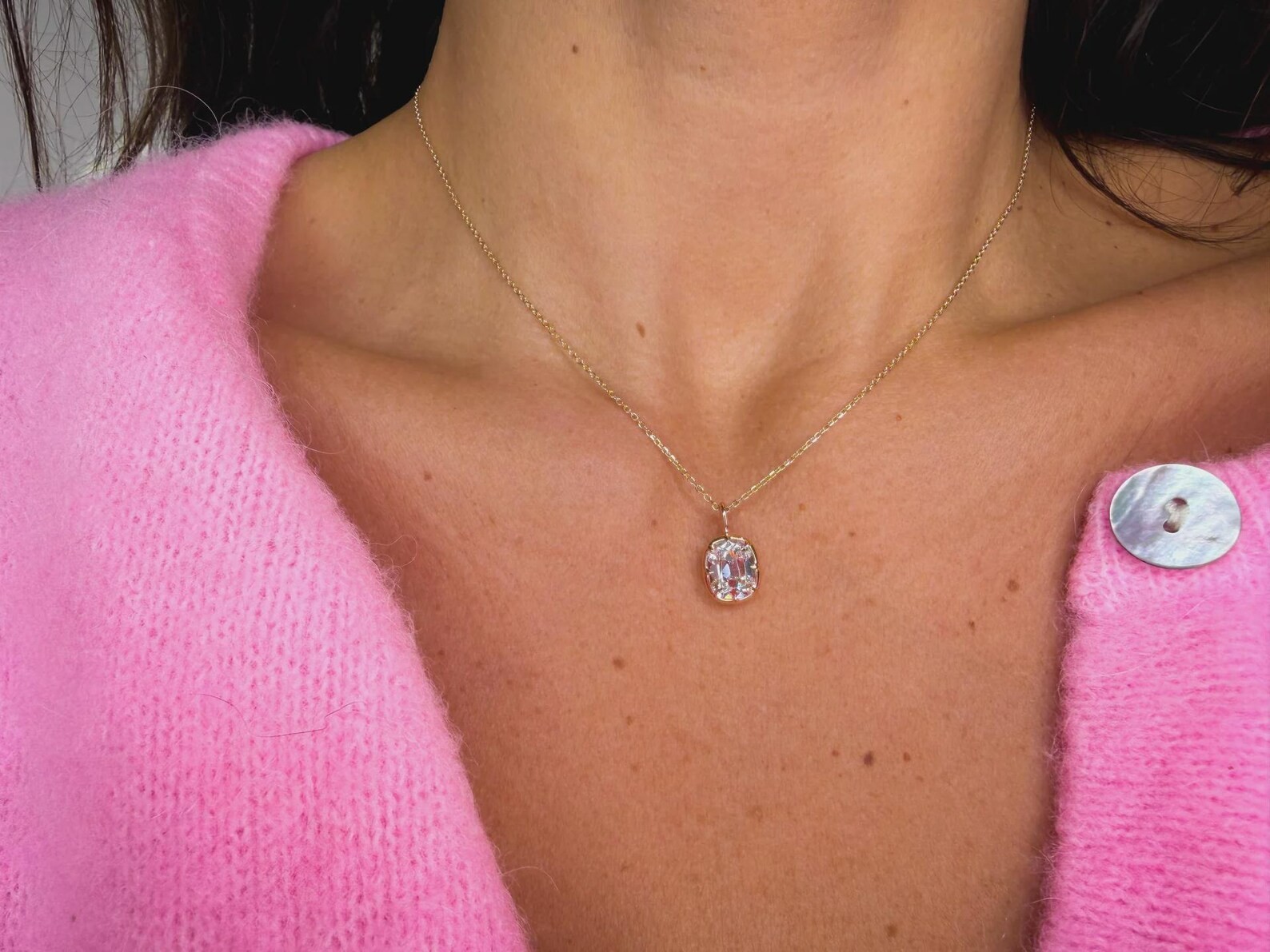 2CT Cushion Cut Moissanite Pendant in 10k Gold Jewelry Wedding Gift For Her
