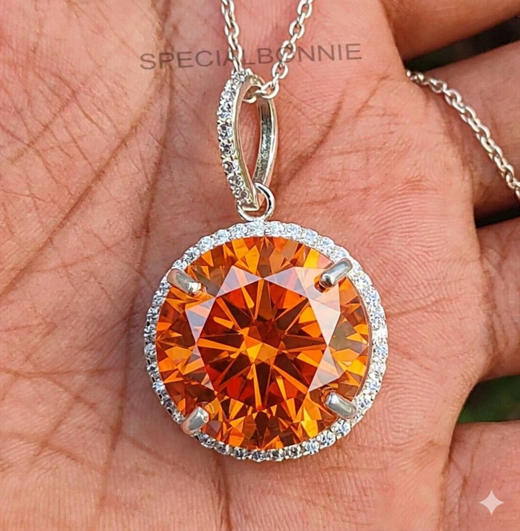 HUGE 55.95 Ct Certified Flame Orange Diamond Pendant Necklace-FREE Diamnod Studs