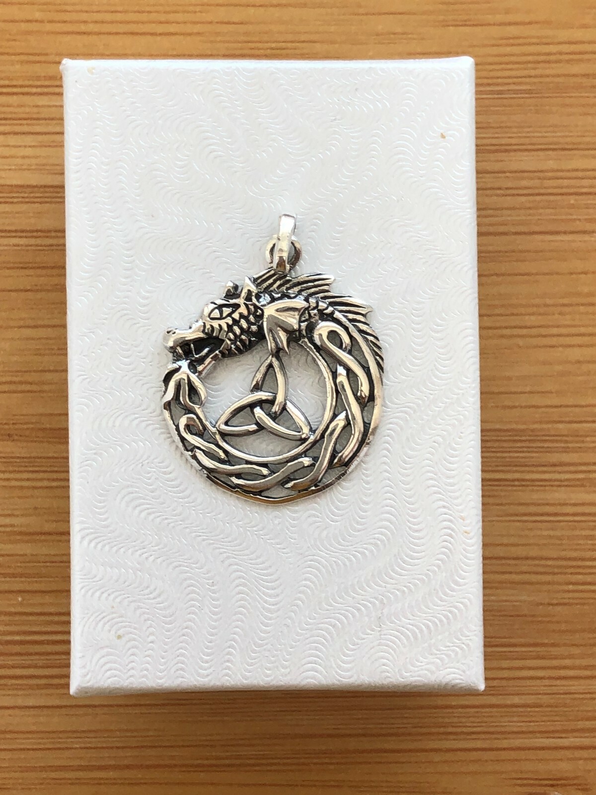 925 Sterling Silver Celtic Dragon with Trinity Knot Pendant Men 24mm0.95″/33mm
