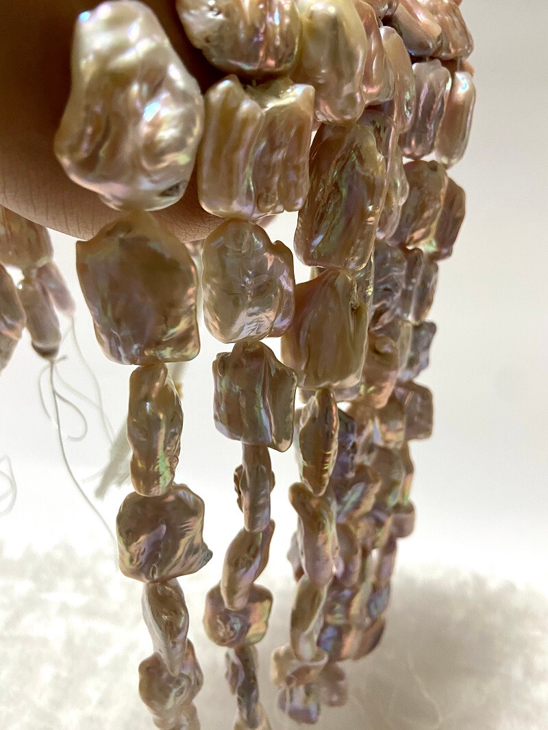 unique Huge 17″30x18x9mm south sea genuine golden pink purple la pearl necklace