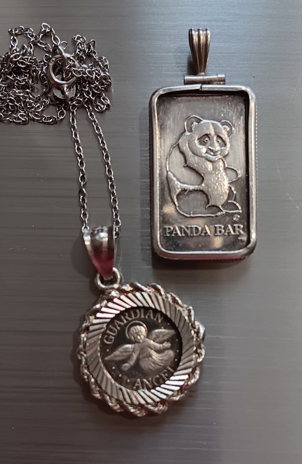 .999 Guardian Angel Necklace and Liberty Mint Panda Pendant