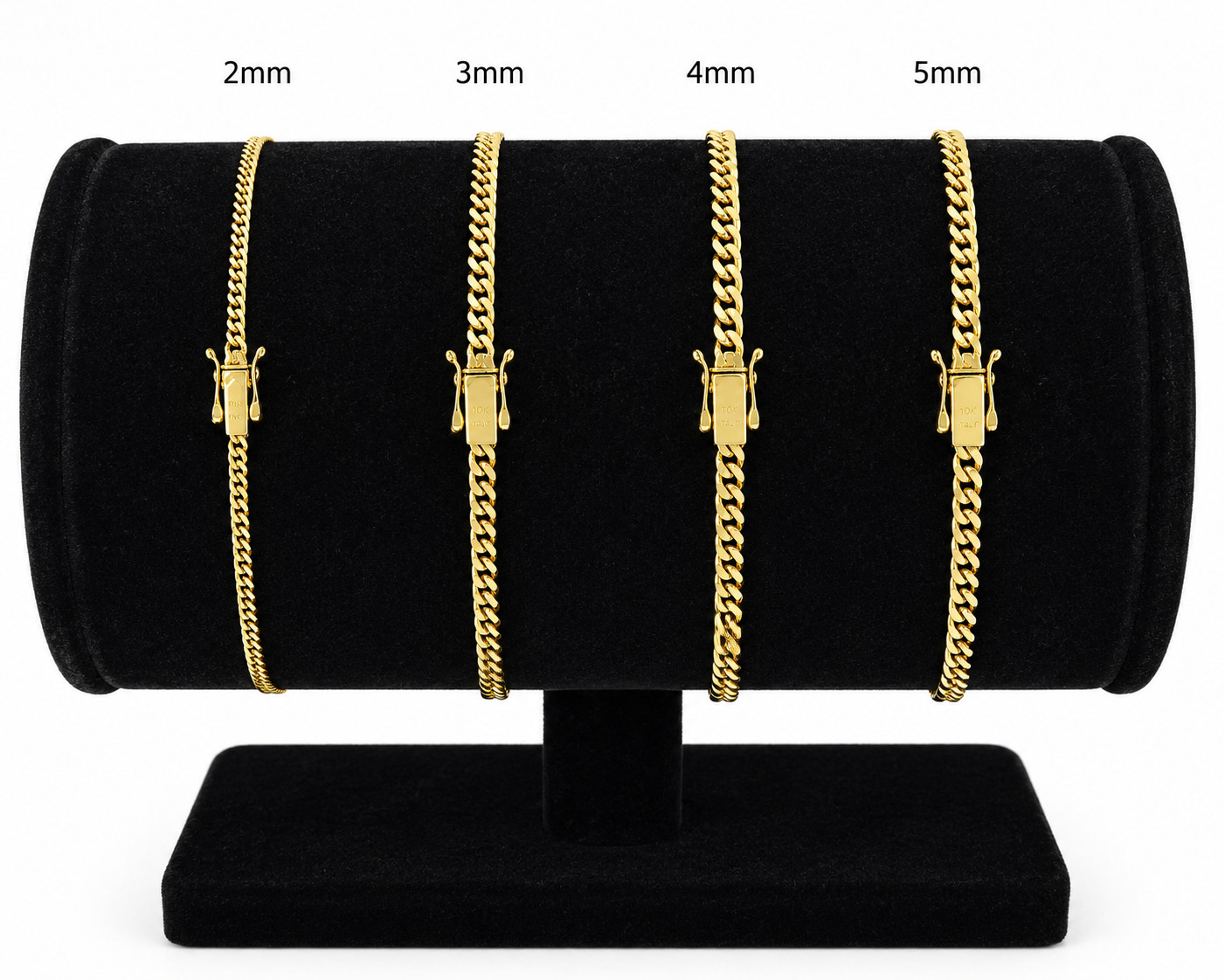 Solid 10k Yellow Gold Miami Cuban Bracelet Link 2mm 3mm 4mm 5mm 7″ Box Clasp