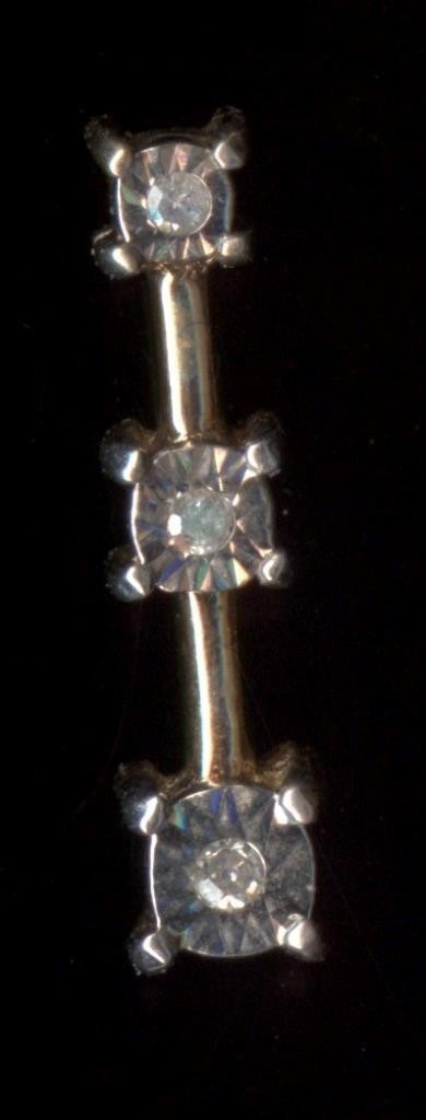 New 10K 16mm Solid Yellow Gold Natural Round Diamond 3 Past Present Pendant yh