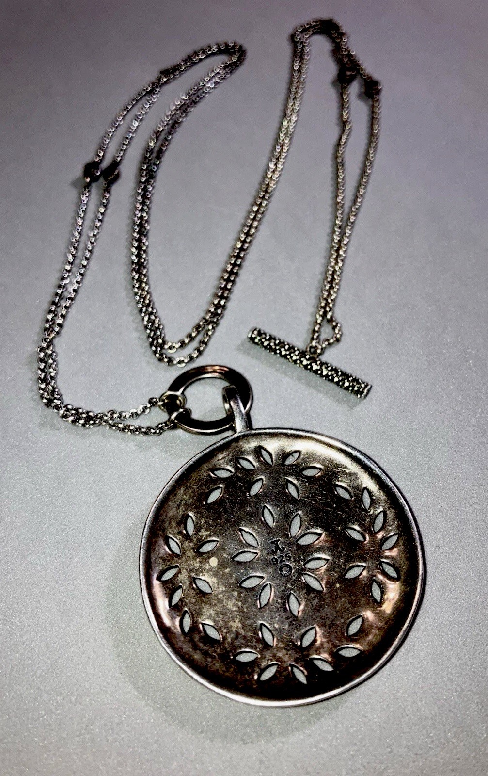 Vintage Judith Jack $285 Sterling Silver 925 Marcasite Dome Pendant Necklace 36”