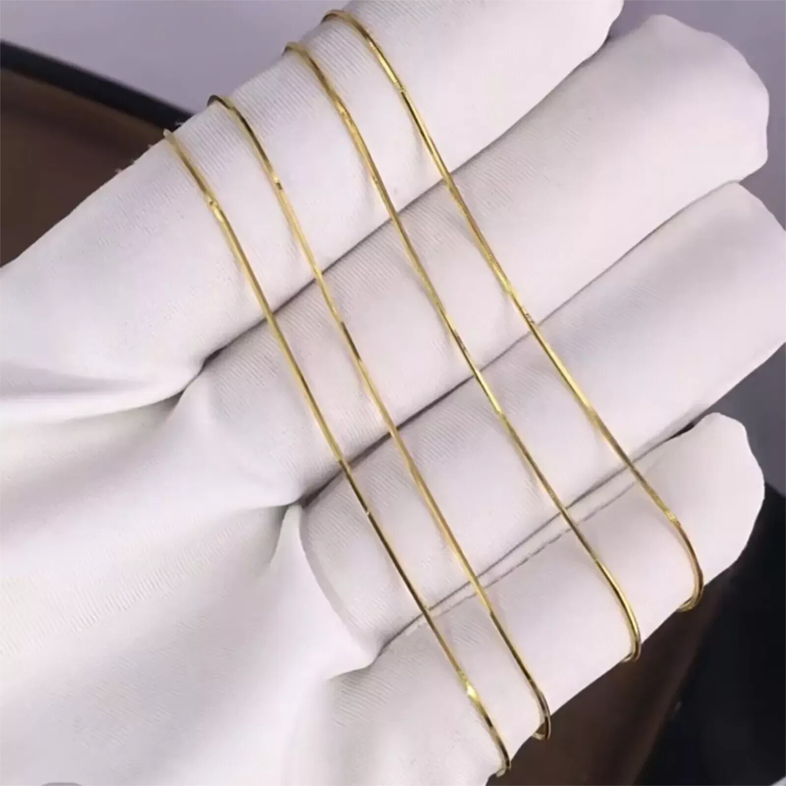 18K Yellow Gold Chain Women 0.8mm Snake Necklace 2.5g/17.7inch