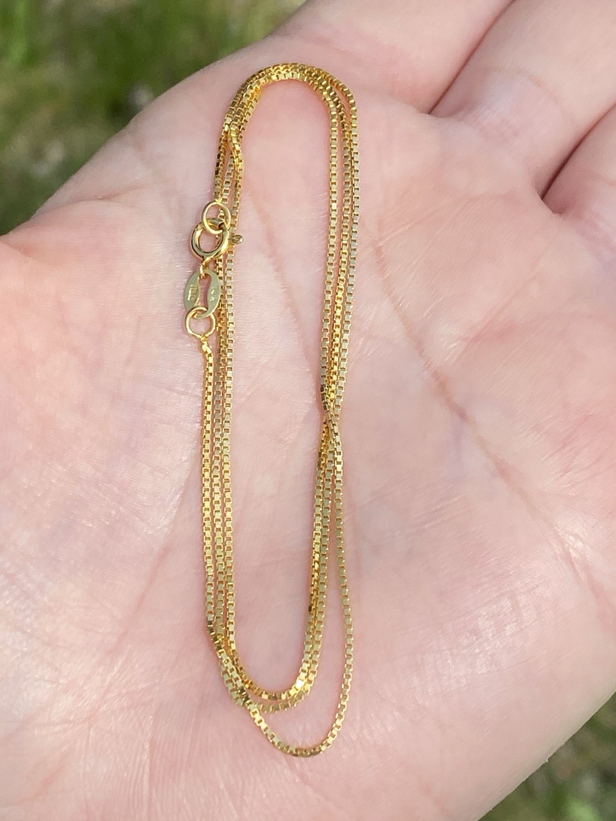 Solid 14K Yellow Gold 0.8mm Box Chain Necklace, 18 Inches, 2.01 Grams