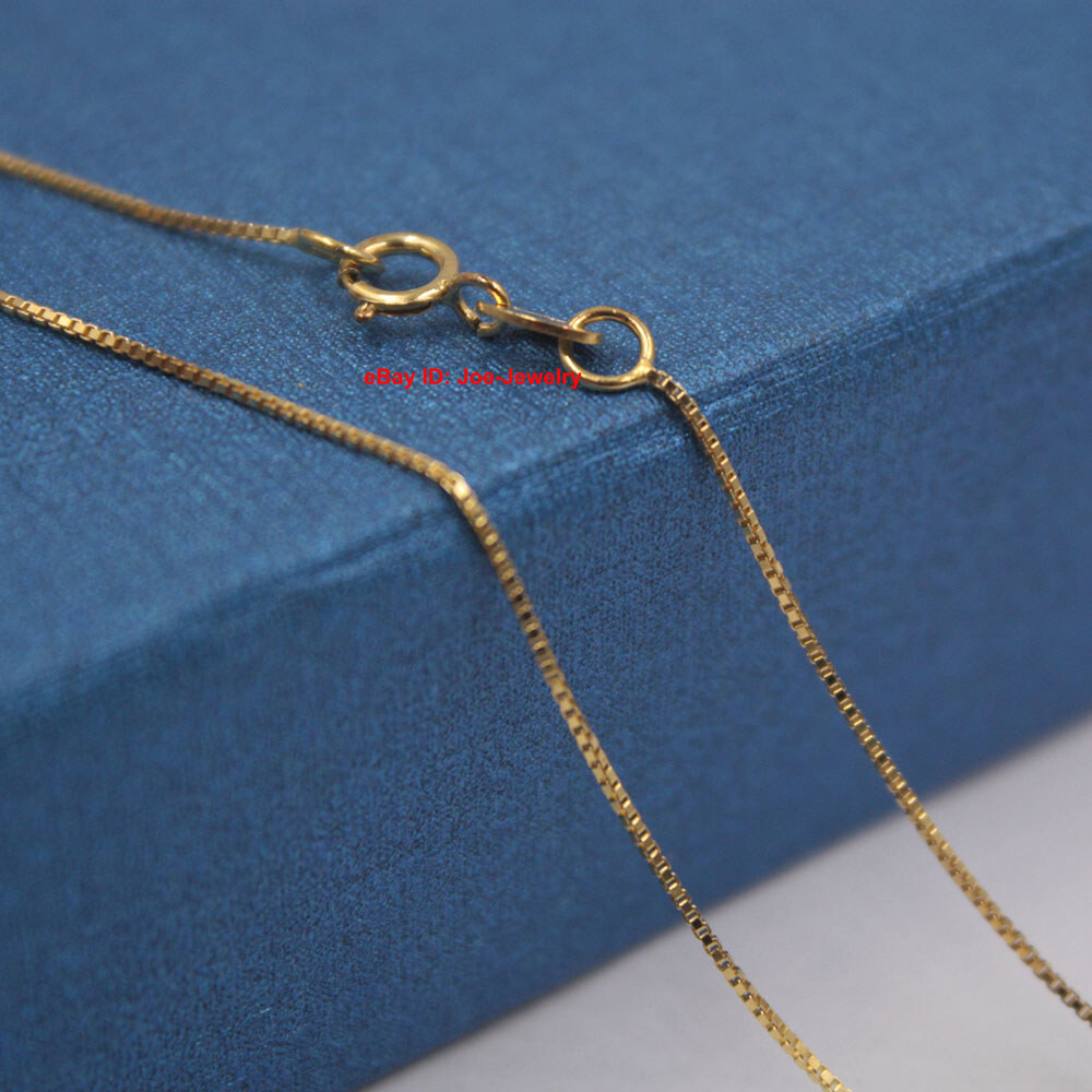 Gold Plated 925 Sterling Silver Necklace 0.7mm Box Link Women’s Chain 17.7inch