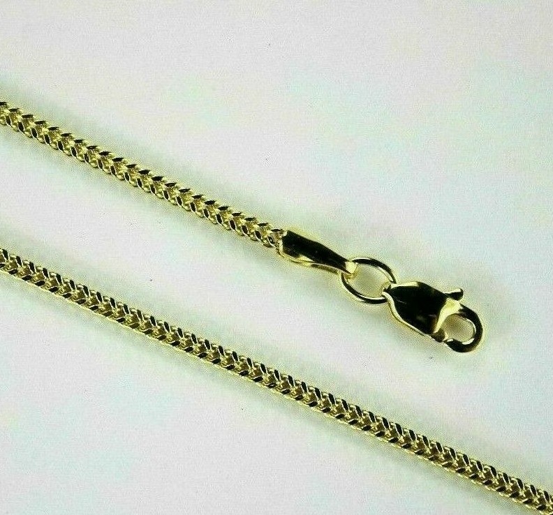 10K Yellow Gold Hollow Franco Necklace Chain Box Link Men Women 1.5mm /16″~30″