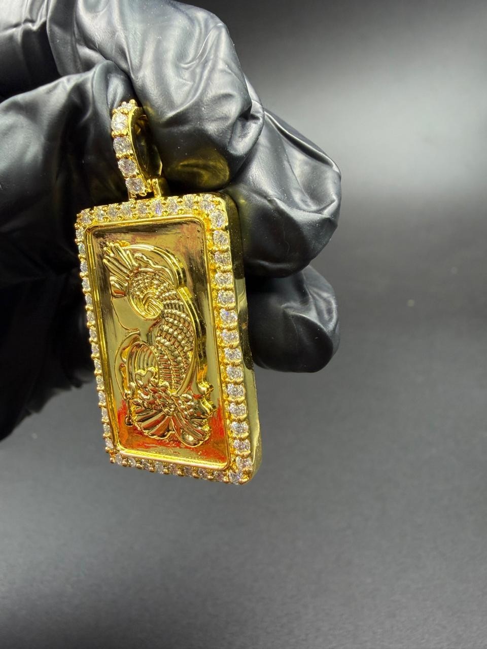 2Ctw Round Real Moissanite Fortuna Swiss Gold Bar Pendant 14K Yellow Gold Plated