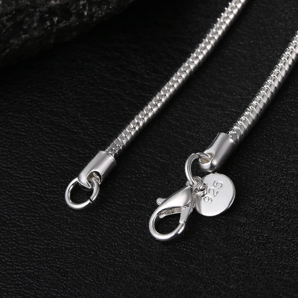 40-75Cm 925 Sterling Silver 1MM/2MM/3MM Solid Snake Chain Necklace for Men Women