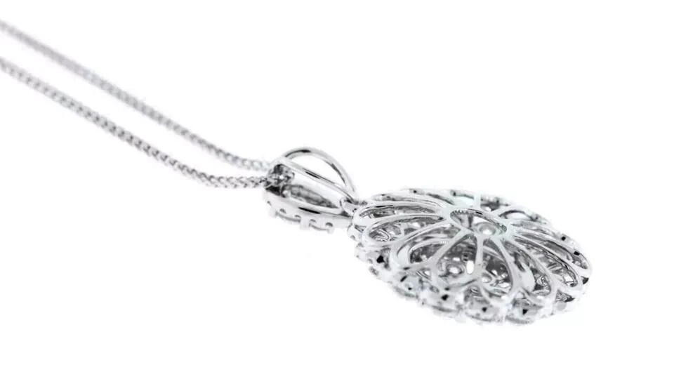 2Ct Round Cut Real Moissanite Necklace Pendant 14k White Gold Plated