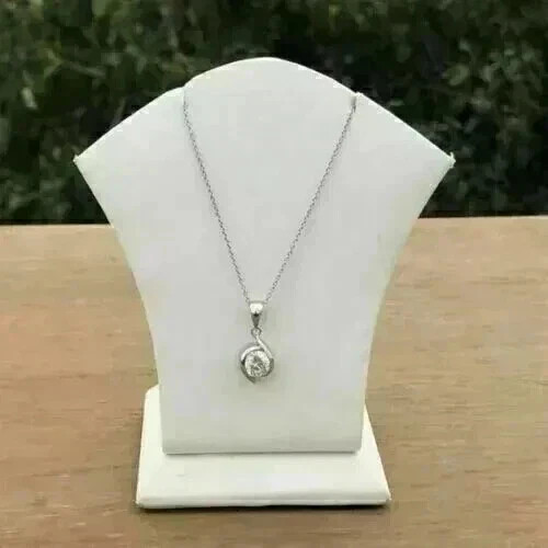 2 Ct Round Cut White Moissanite Women’s Fancy Pendant 14k White Gold Plated