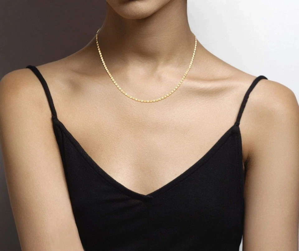 Italian 18K Gold Over 925 Sterling Silver Sparkle Mirror Link Chain …