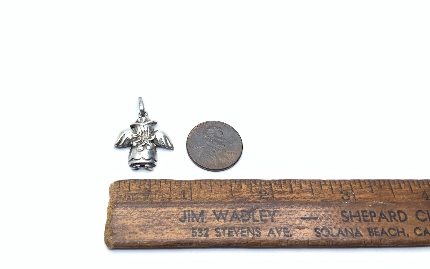 Vintage Sterling Silver 925 Cowgirl Guardian Angel Drop Charm Pendant