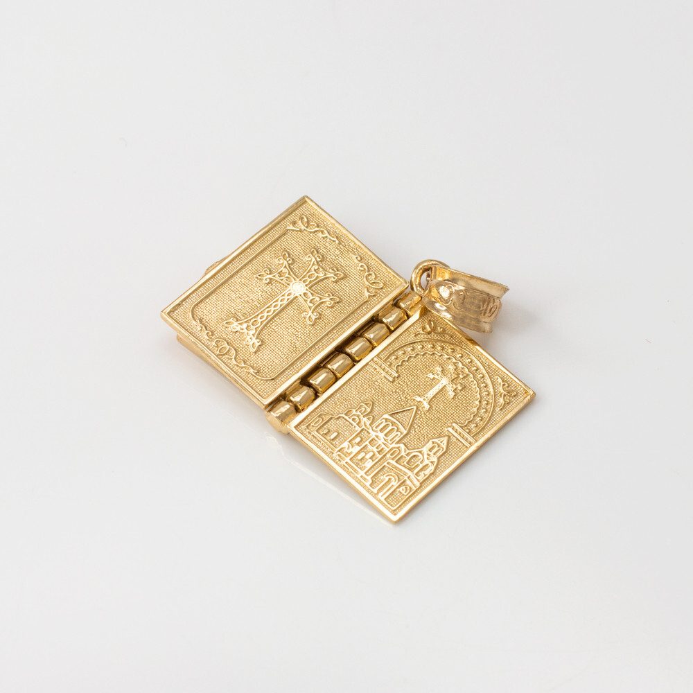 Gold 3D Armenian Bible Pendant Necklace(Available In Yellow/Rose/White Gold)